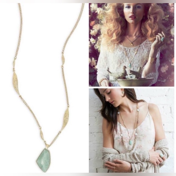 Chloe + Isabel Gilded Reeds Aventurine Long Pendant - Picture 9 of 10